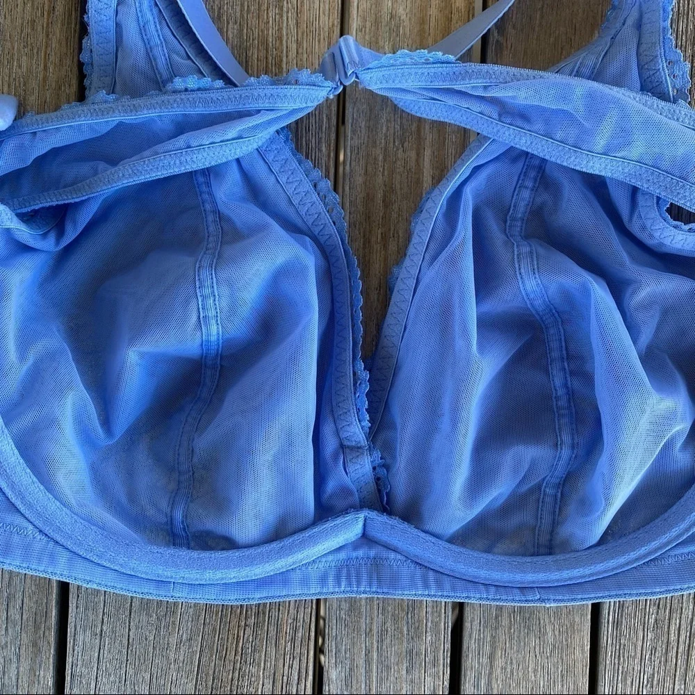 INC International Concepts Blue Lace Bralette Size XL Swiss Dot Bones